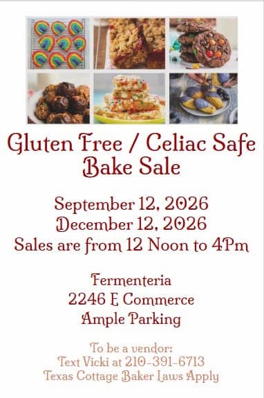 September 12 Gluten Free / Celiac Safe Bake Sale