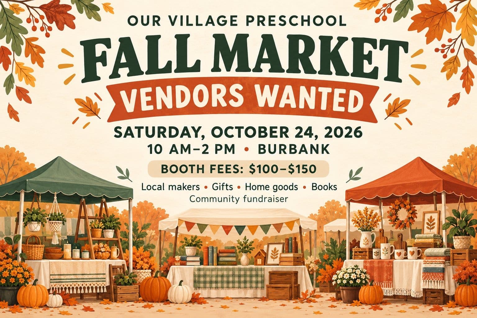 Vendors Wanted: Preschool Fall Market (Burbank)