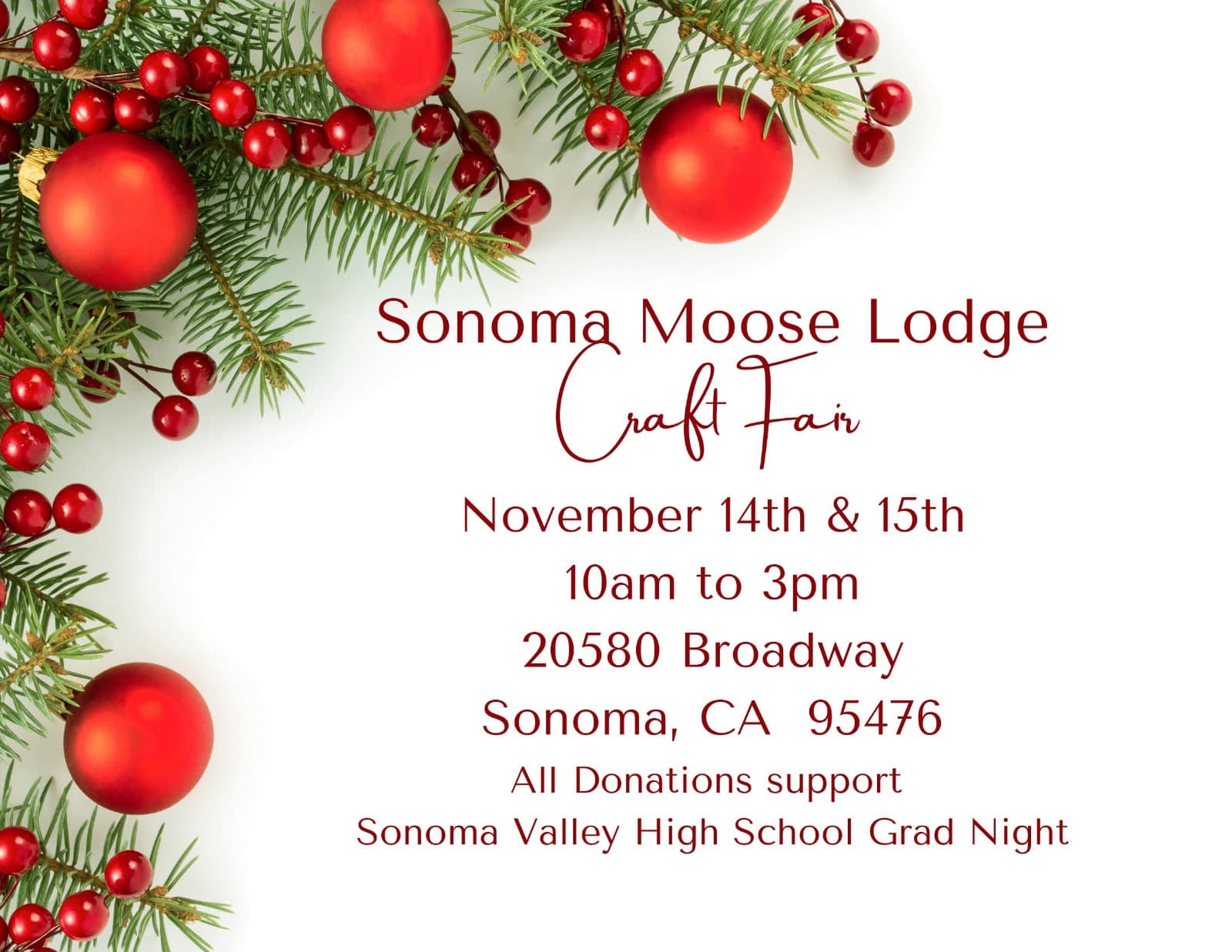 Sonoma Moose Lodge #2024 Holiday Craft Fair