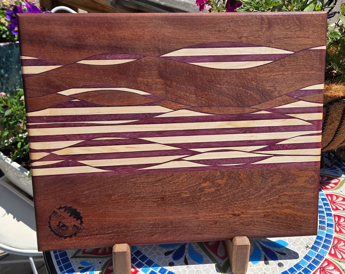 Weave board made with Sapele, weave with Purple Heart and Maple