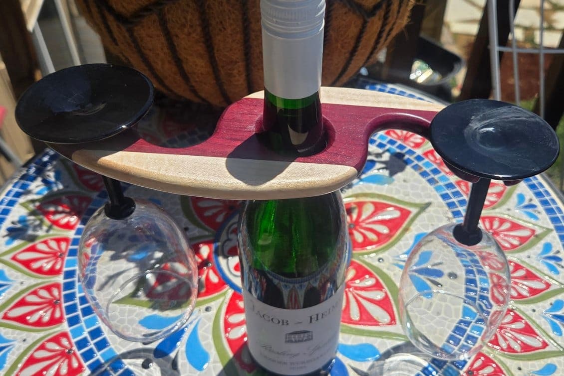 2 glass holder made with Purple Heart and Maple