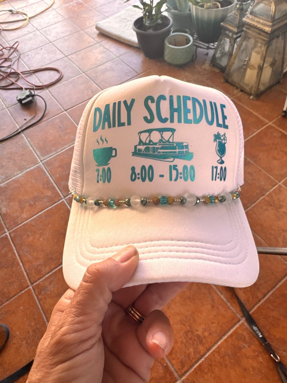 Hats with custom jewelry