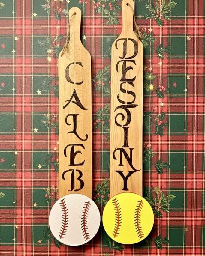 Custom Wood Burned Sports Themed Signs