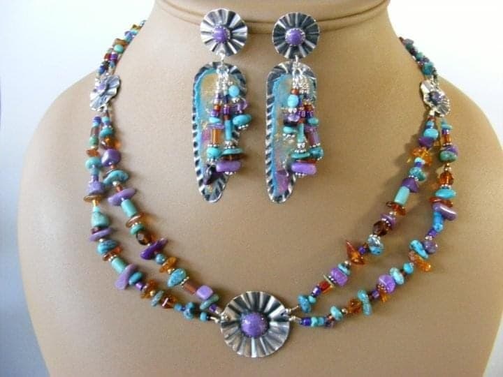 Sugilite/Turquoise Necklace/Earrings
