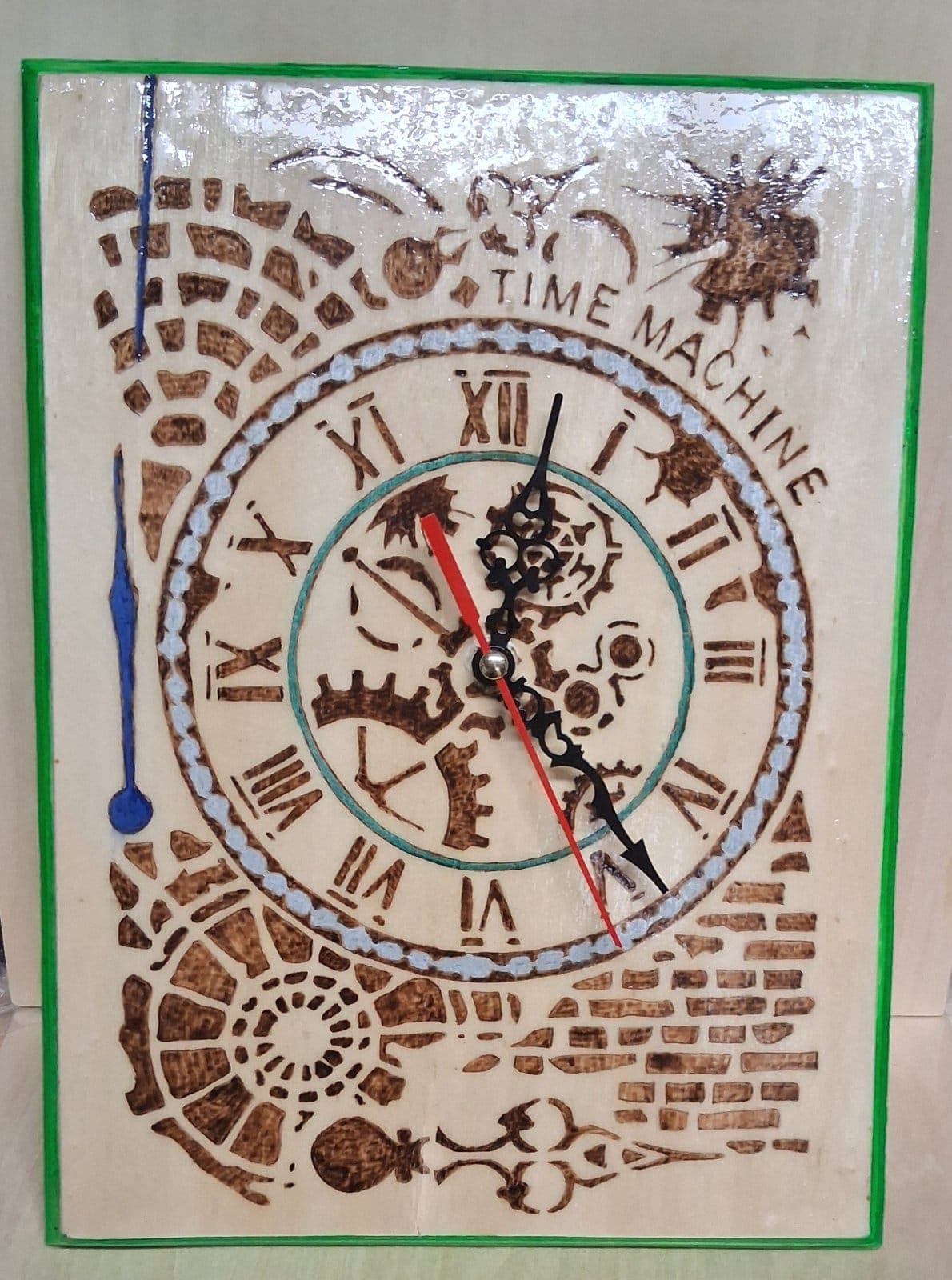 Woodburning clock