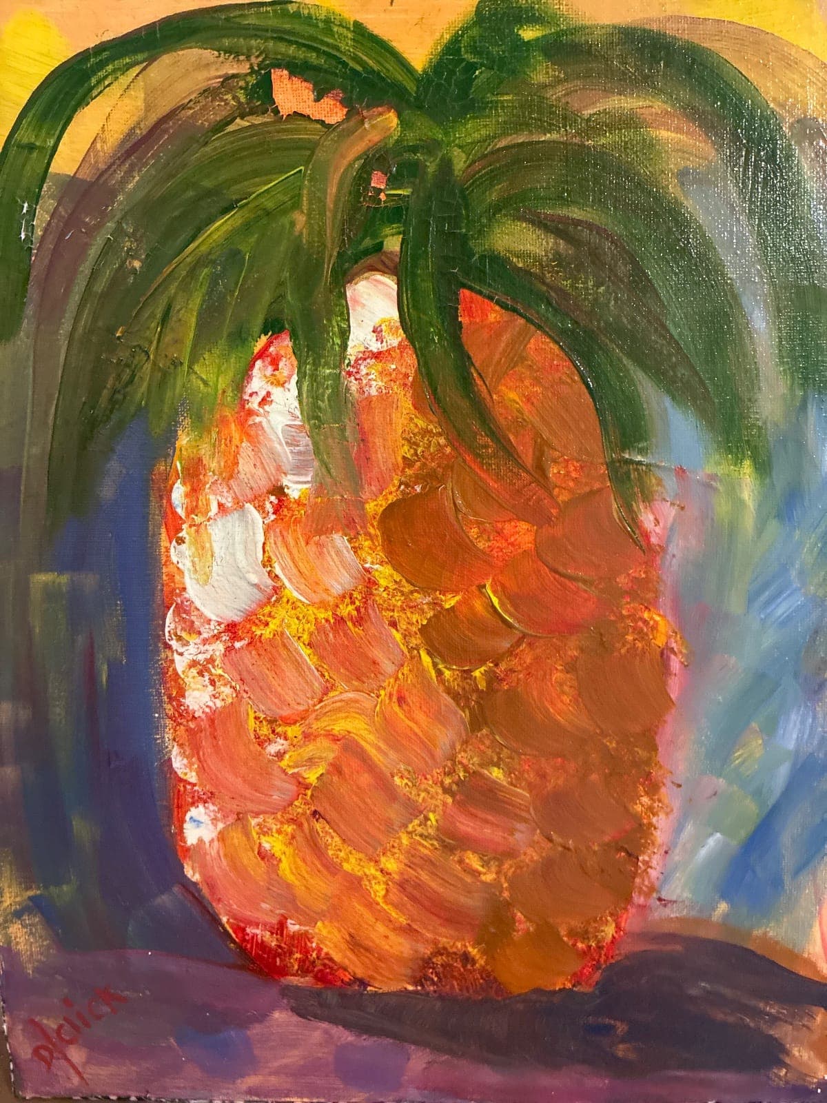 Happy pineapple 11 by 14 .