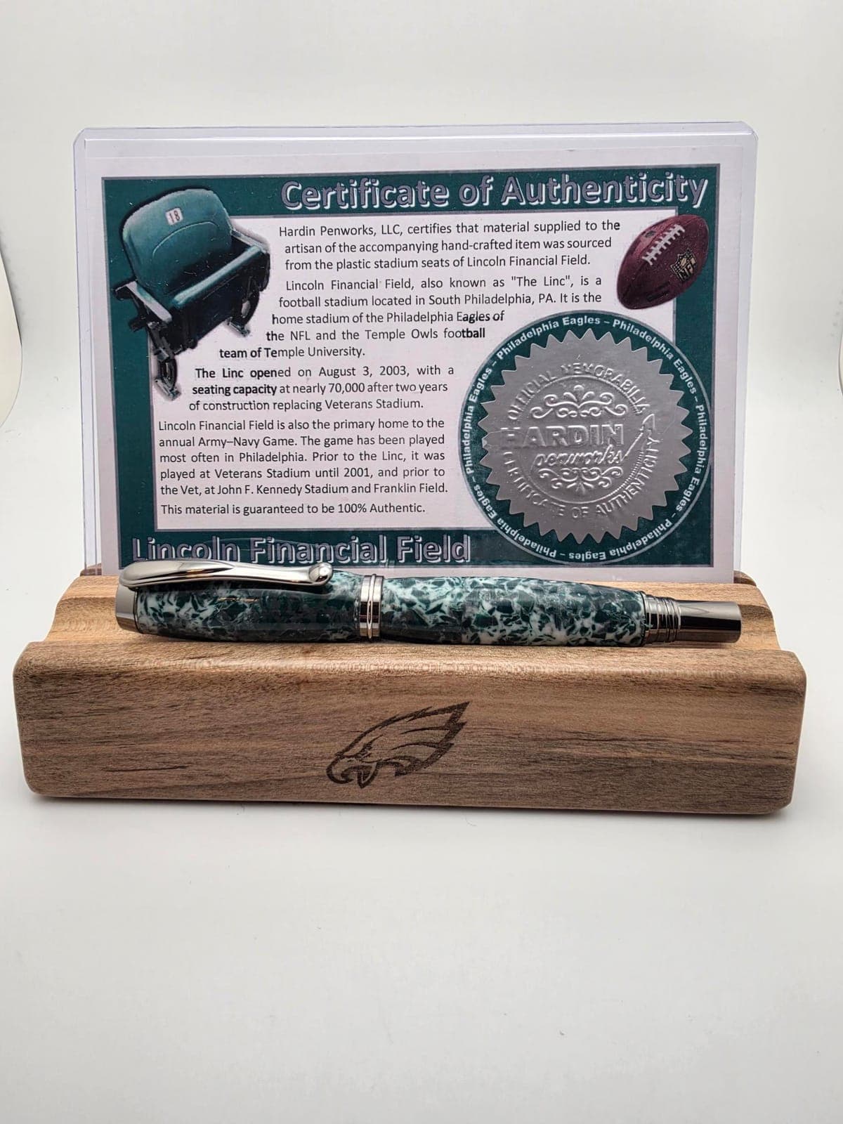Pen made from stadium seating remodel of Lincoln Financial Field