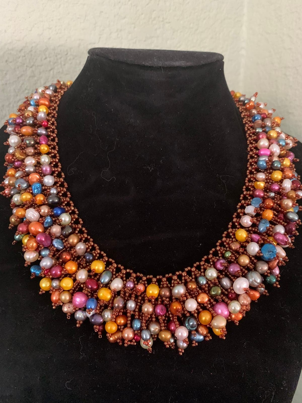Repurposed pearl collar necklace