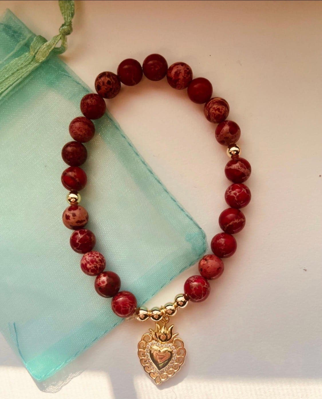 Flame Bracelet | Hearth Collection – Handcrafted with genuine Blood Red Sea Sediment Jasper, a gold-