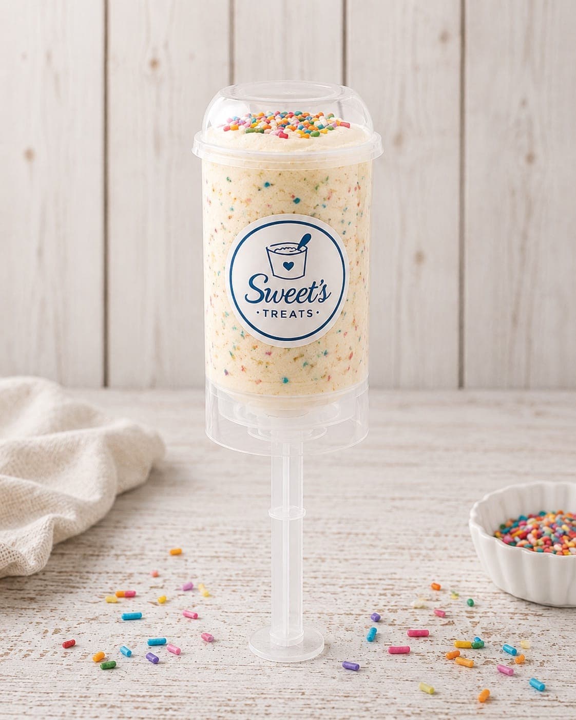 Vanilla with Sprinkle push-pop
