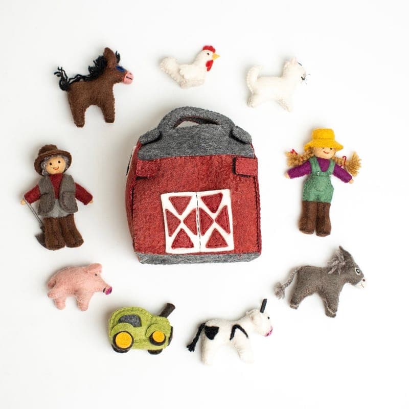 Felted Barn House Set