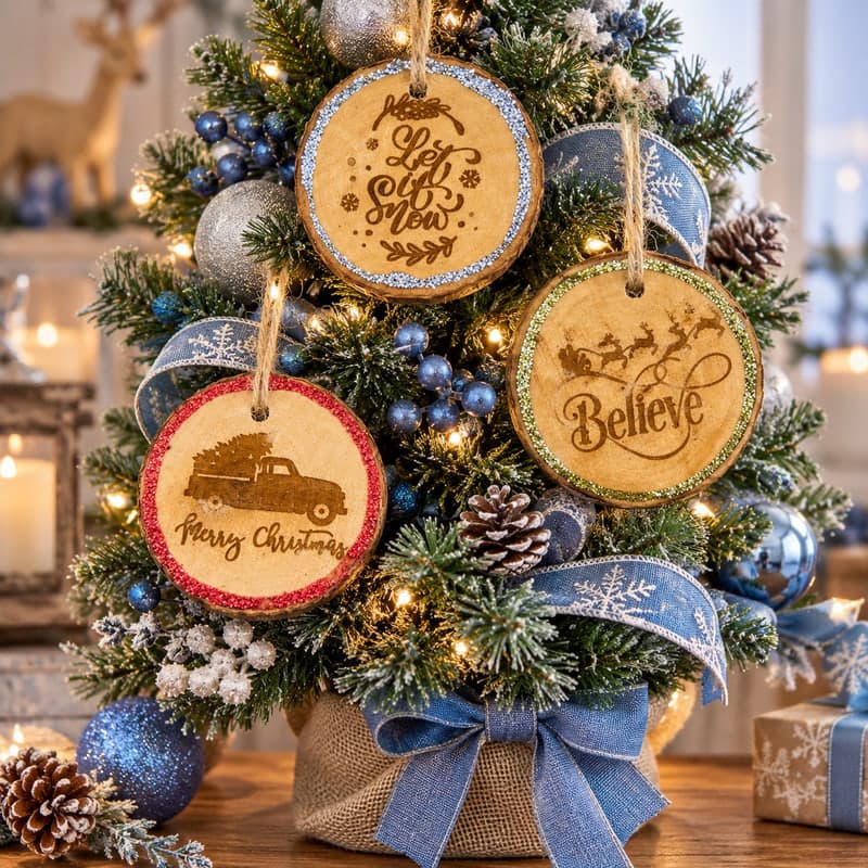 Engraved Wood Ornaments