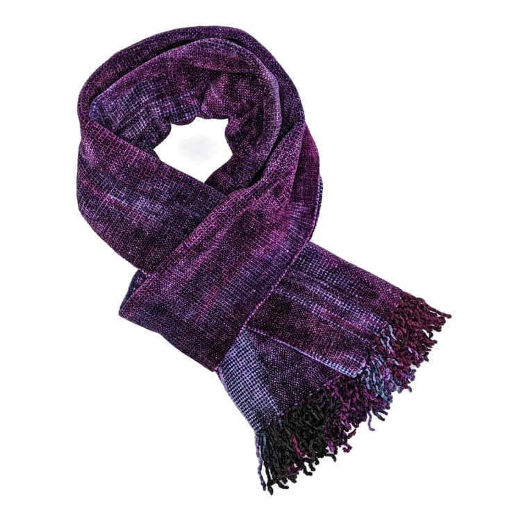 Magenta, Light Violet, and Black Bamboo Chenille Scarf