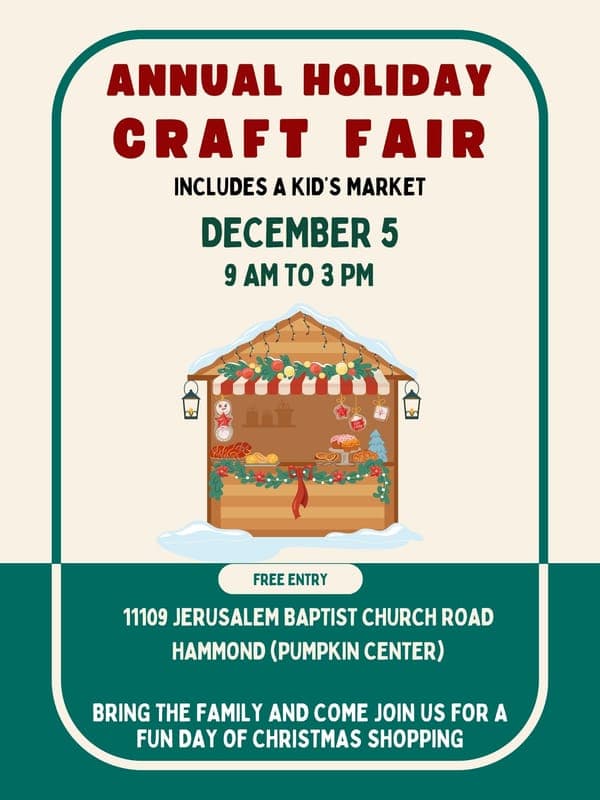 Annual Holiday Craft Fair at Jerusalem Baptist Church