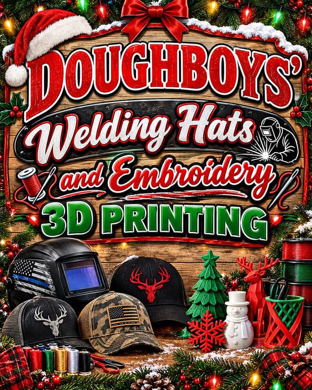Doughboy’s Welding Hats, Embroidery, and 3D printing