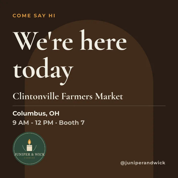 A sample 'We're here today' post for a candle maker