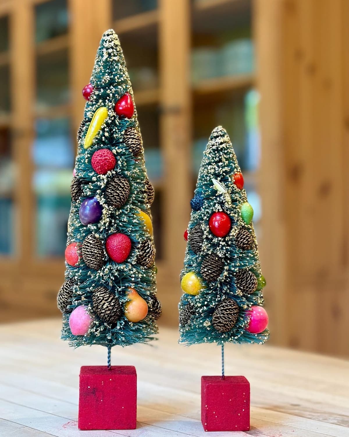 Vintage Christmas Bottle Brush Tree Set | 12" & 9"