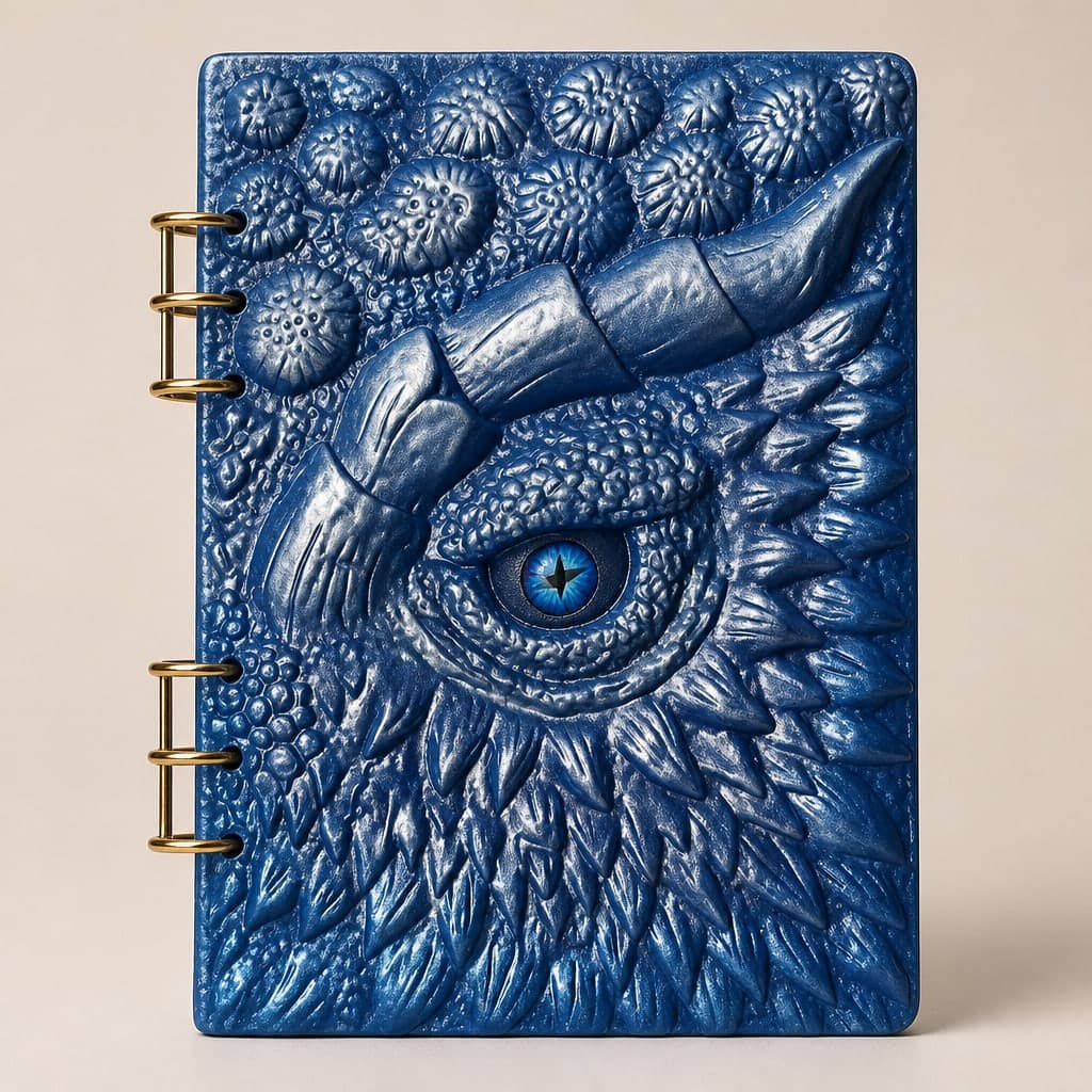 Blue Dragon Eye Resin Notebook | Refillable Fantasy Journal | Unique Gift for Writers
