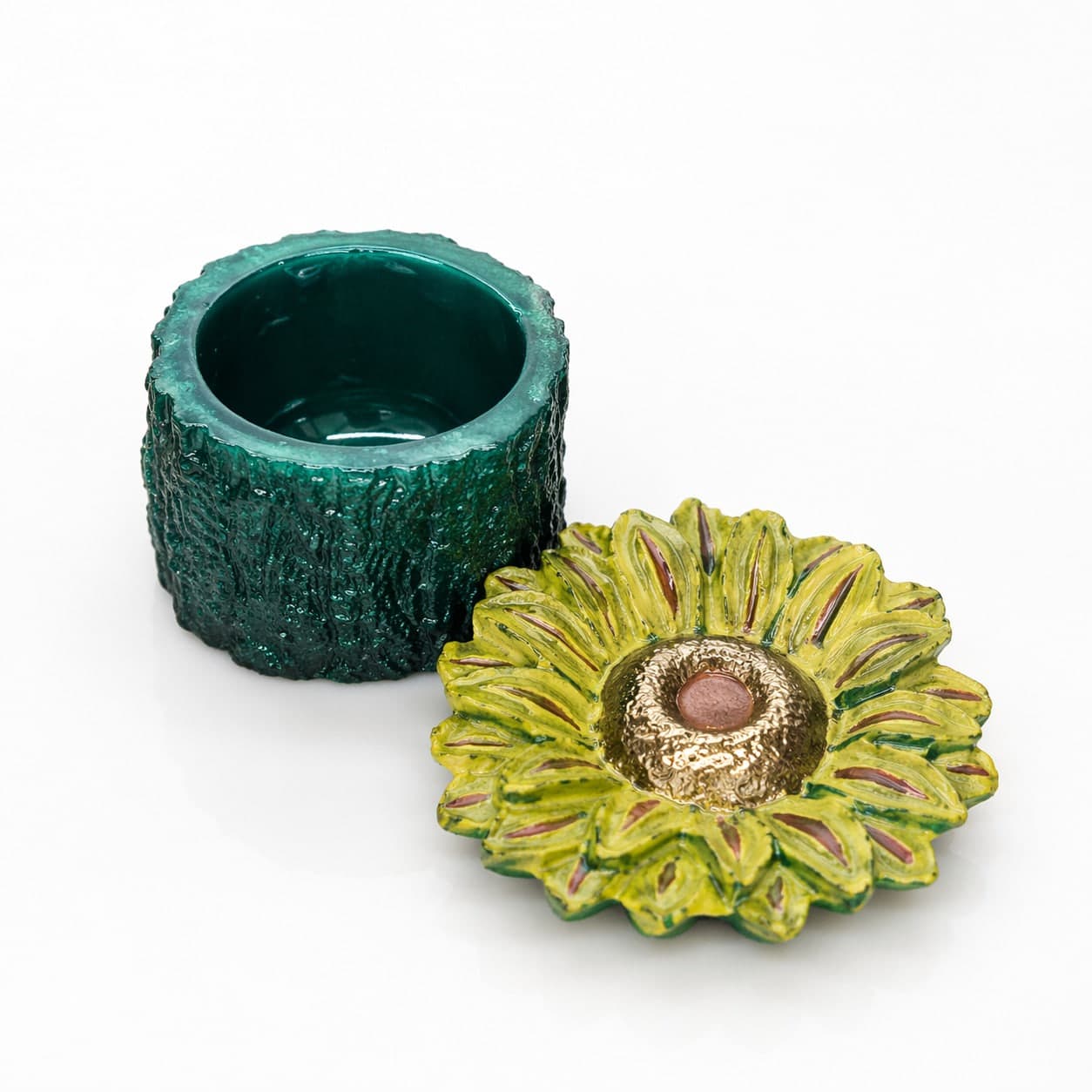 Handmade Sunflower Decorative Jar with Lid