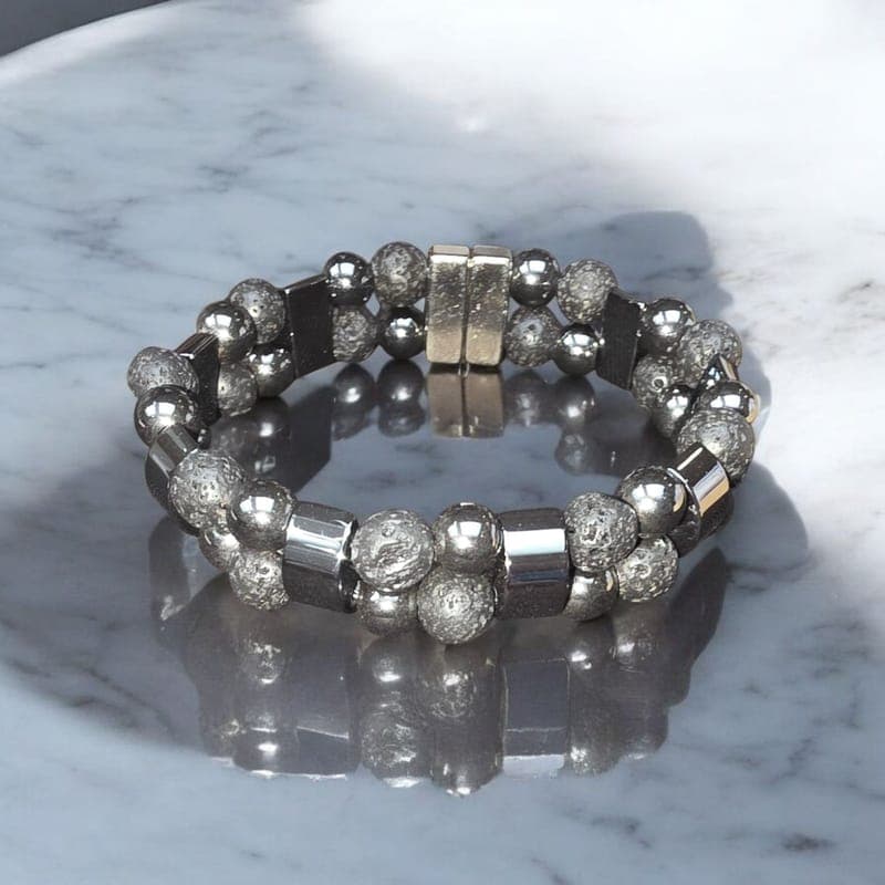 The Hematite and Lava Double Stacked Bracelet