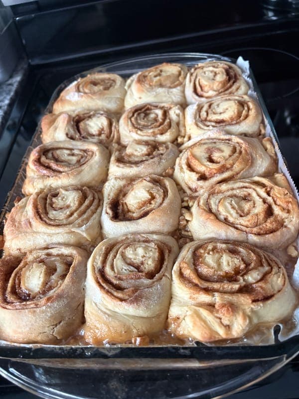 Jumbo cinnamon rolls with vanilla bean coffee icing