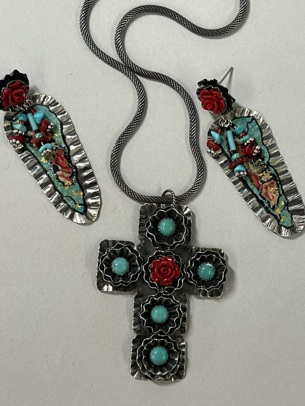 Rose Cross & Complimentary earrings
