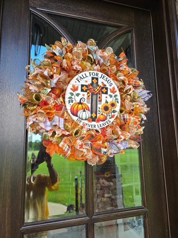 Fall for Jesus 2 Mesh Wreath by Winnie
