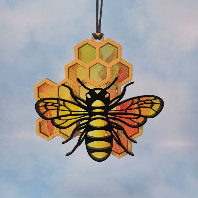 Bee and Honeycomb Suncatcher