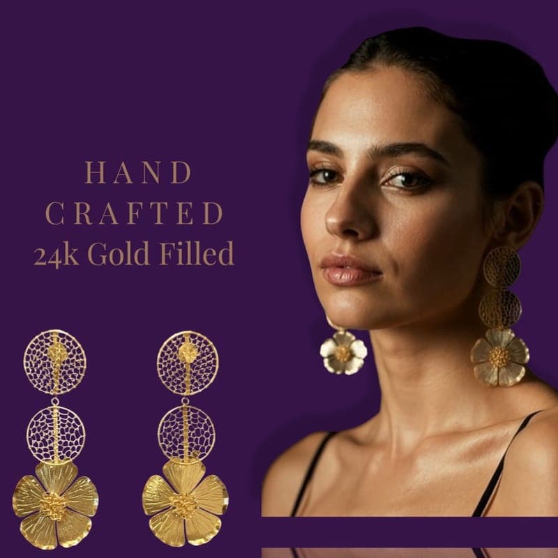 24k hammered bronze earrings