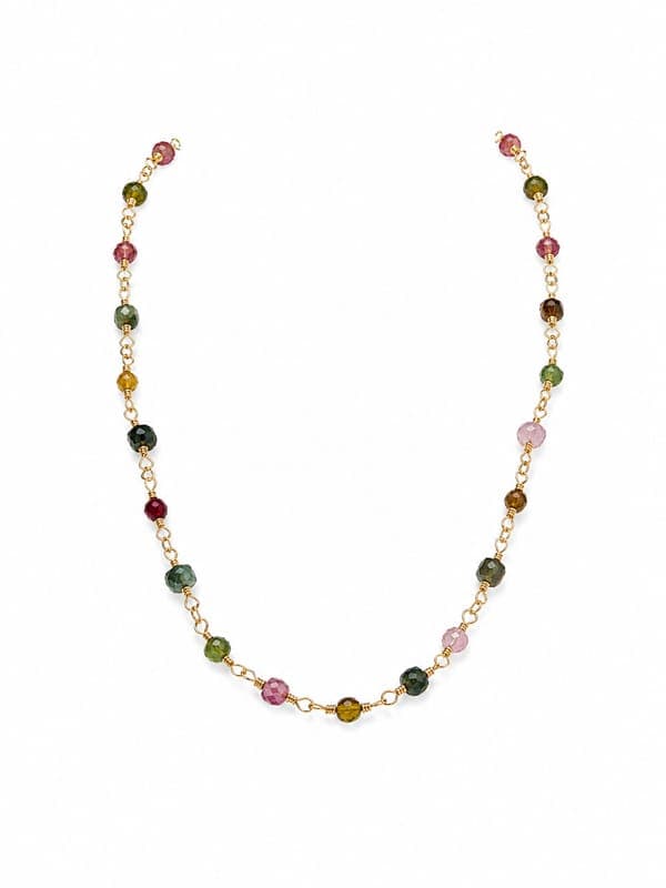 Gold Filled Wire Wrapped Mixed Tourmaline Necklace