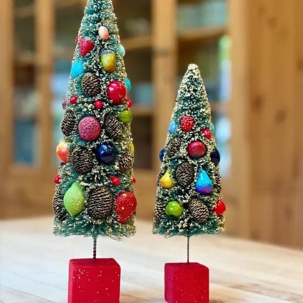 Vintage Christmas Bottle Brush Tree Set | 12" & 9"