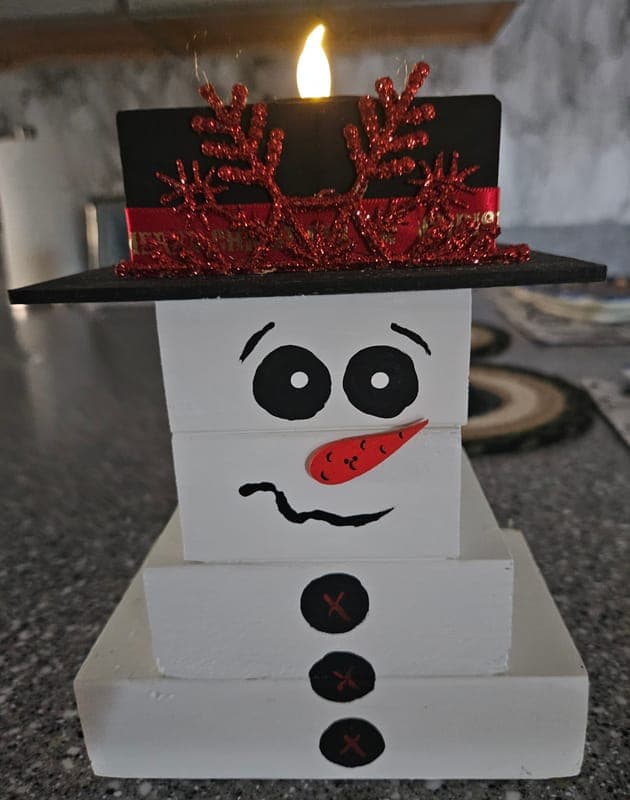 Handmade 2x4 Lighted Snowman