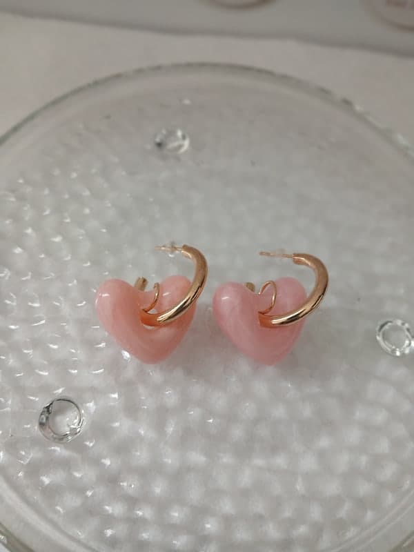 Pink Heart Shaped Earrings