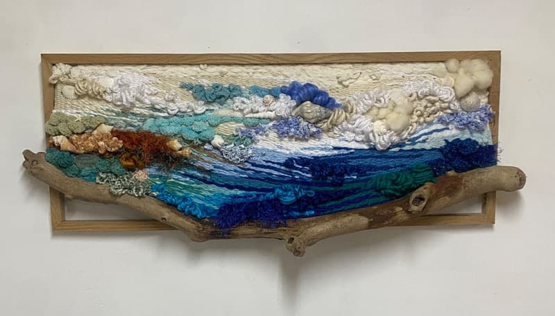 My underwater seascape with sea life added, all hand woven with one steel needle