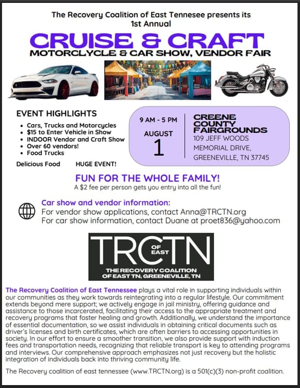 Cruise and Craft Recovery Coalition Vendor fair/Car Show