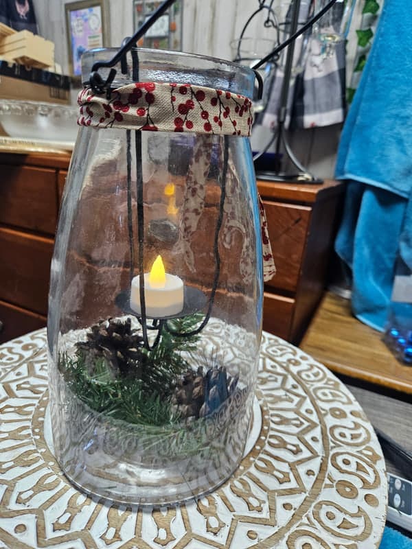 Glass lantern candle holder