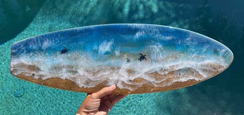 Coastal Resin Surfboard Art