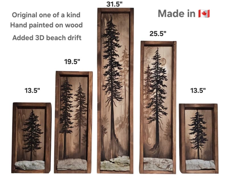 Framed wall decor on wood