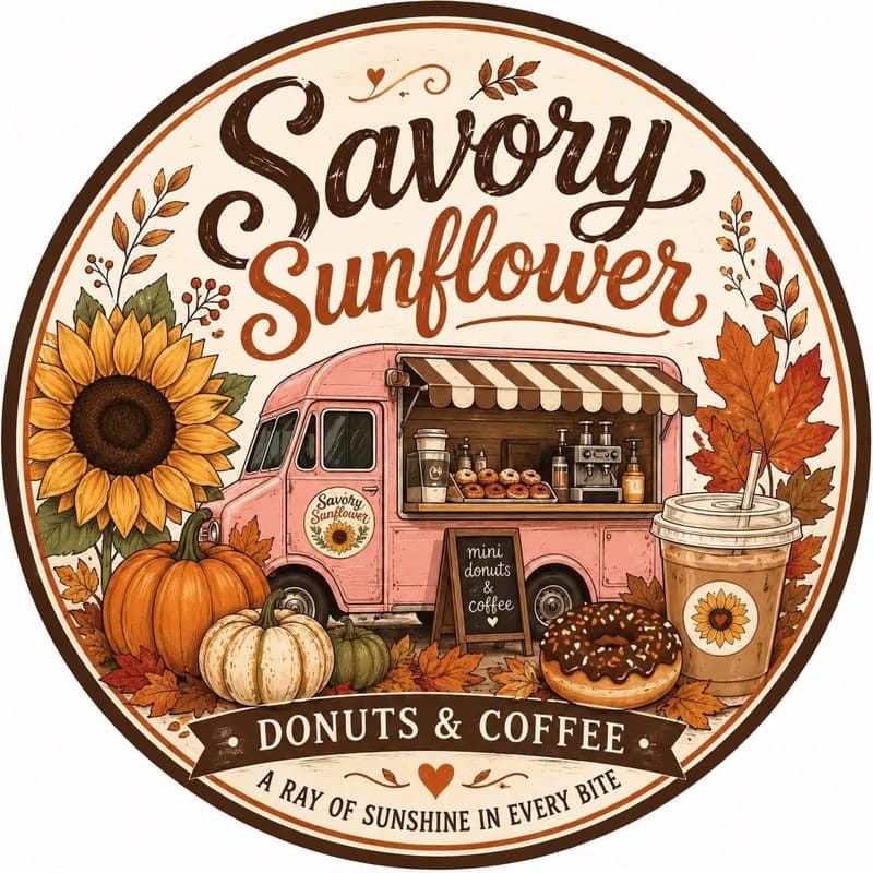 Savory sunflower, mini donuts and coffee